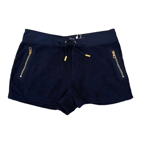 NWT Tory Burch Navy Josie Terry Cloth W/Gold Accent Shorts - SIZE  8 - Picture 1 of 10